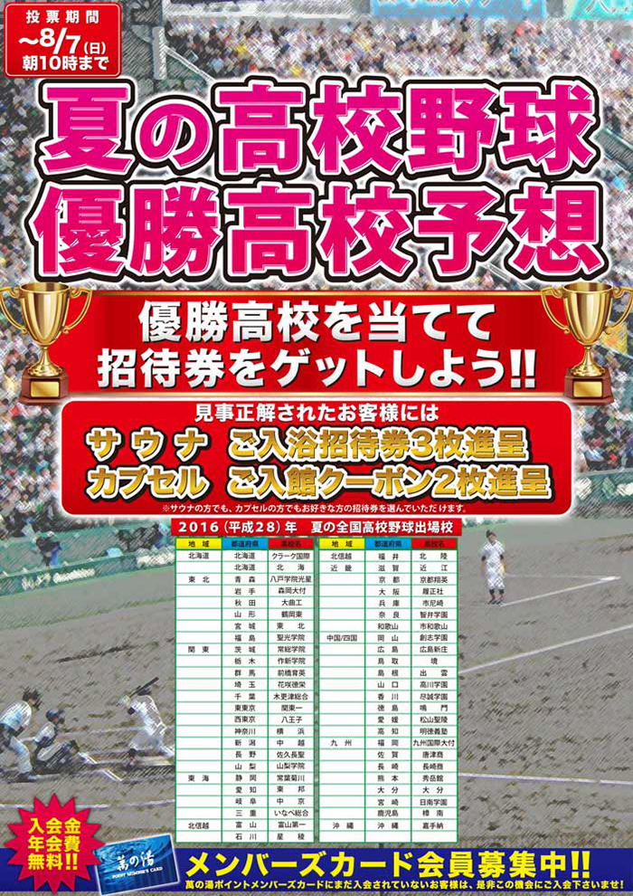 今年も熱い 夏の高校野球 優勝校はどこだ 大東洋グループスパ